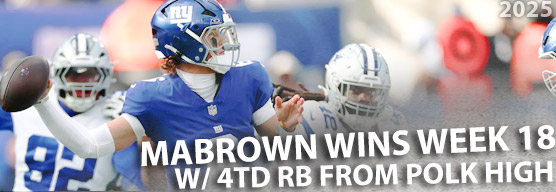 Mabrown goes back-to-back in week 18